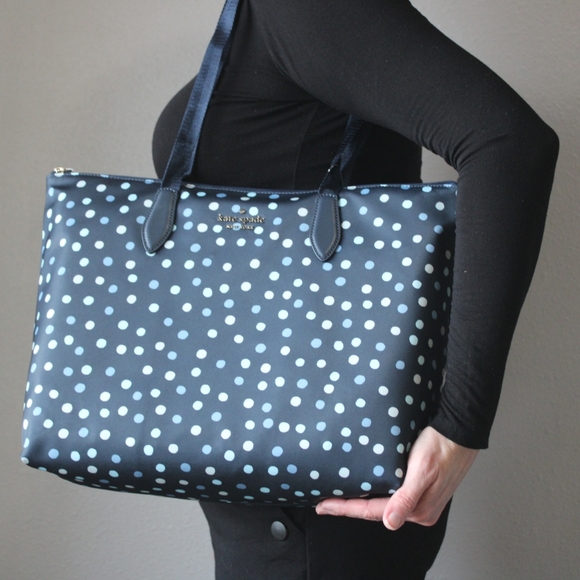 Kate Spade Mel Tote in Navy Blue with polka dots - Picture 6 of 7